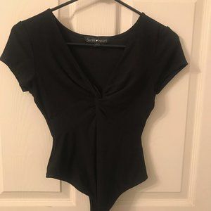 Black Twist Front Bodysuit